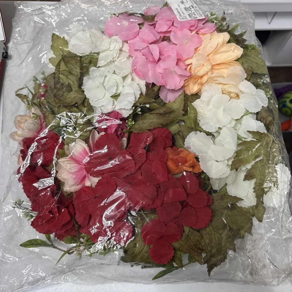 LOT 2Artificial Magnolia Floral Flower Wreath for Front Door Wall Window(00077)